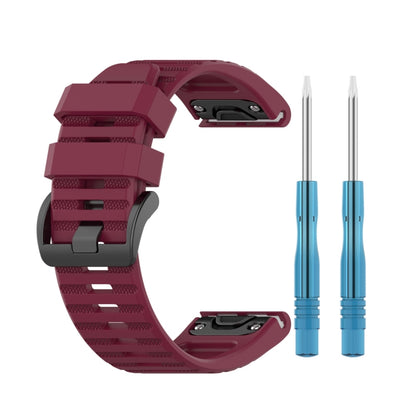 For Garmin Fenix 6 22mm Smart Watch Quick Release Silicon Watch Band(Wine Red) - Watch Bands by buy2fix | Online Shopping UK | buy2fix