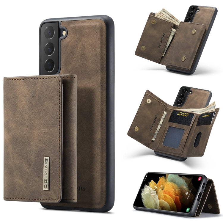 For Samsung Galaxy S21 DG.MING M1 Series 3-Fold Multi Card Wallet  Back Cover Shockproof Case with Holder Function(Coffee) - Galaxy Phone Cases by DG.MING | Online Shopping UK | buy2fix