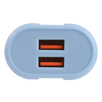 13-22 2.1A Dual USB Macarons Travel Charger, US Plug(Blue) - Mobile Accessories by buy2fix | Online Shopping UK | buy2fix