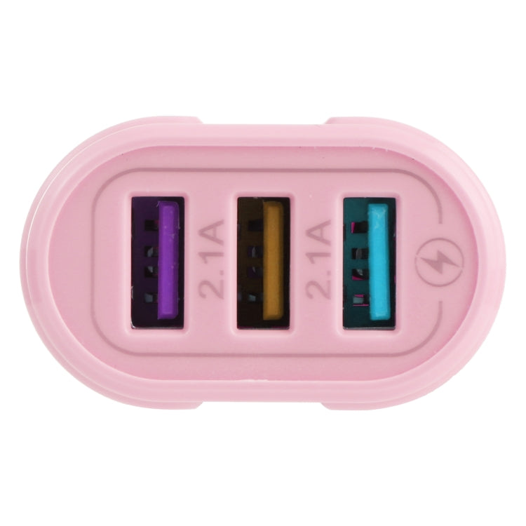 13-222 QC3.0 USB + 2.1A Dual USB Ports Macarons Travel Charger, EU Plug(Pink) - Mobile Accessories by buy2fix | Online Shopping UK | buy2fix