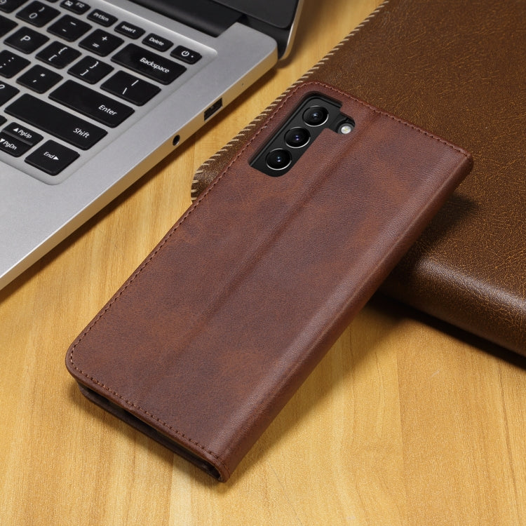 For Samsung Galaxy S21 FE GUSSIM Business Style Horizontal Flip Leather Case with Holder & Card Slots & Wallet(Brown) - Galaxy Phone Cases by GUSSIM | Online Shopping UK | buy2fix