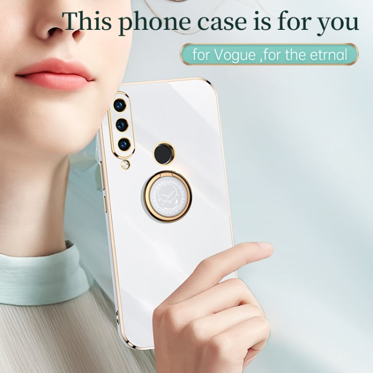 For Huawei P30 Lite XINLI Straight Edge 6D Electroplate TPU Phone Case with Ring Holder(White) - Huawei Cases by XINLI | Online Shopping UK | buy2fix