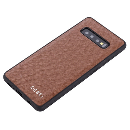 For Galaxy S10+ GEBEI Full-coverage Shockproof Leather Protective Case(Brown) - Galaxy Phone Cases by GEBEI | Online Shopping UK | buy2fix