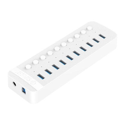 ORICO CT2U3-10AB-WH 10 In 1 Plastic Stripes Multi-Port USB HUB with Individual Switches, AU Plug(White) - USB 3.0 HUB by ORICO | Online Shopping UK | buy2fix