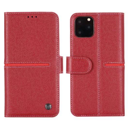 For iPhone 11 Pro GEBEI Top-grain Leather Horizontal Flip Protective Case with Holder & Card Slots & Wallet & Photo Frame(Red Wine) - iPhone 11 Pro Cases by GEBEI | Online Shopping UK | buy2fix