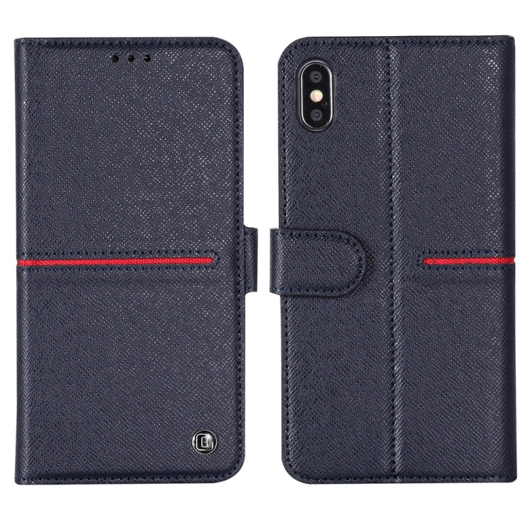 For iPhone XS Max GEBEI Top-grain Leather Horizontal Flip Protective Case with Holder & Card Slots & Wallet & Photo Frame(Blue) - More iPhone Cases by GEBEI | Online Shopping UK | buy2fix