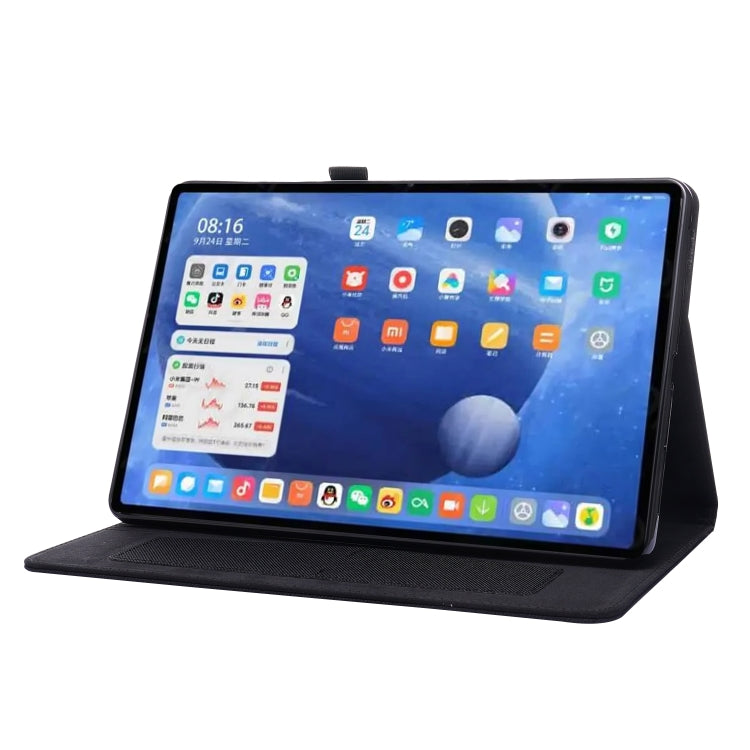 For Xiaomi Pad 5 / 5 Pro Horizontal Flip TPU + Fabric PU Leather Protective Case with Name Card Clip(Black) - Xiaomi Accessories by buy2fix | Online Shopping UK | buy2fix