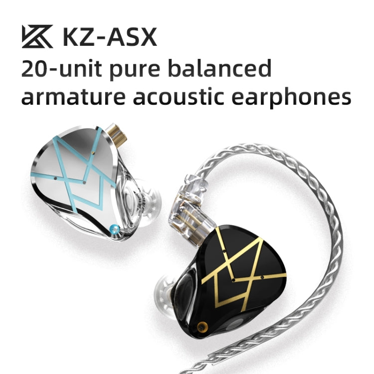 KZ ASX 20-unit Balance Armature Monitor HiFi In-Ear Wired Earphone No Mic(Black) - In Ear Wired Earphone by KZ | Online Shopping UK | buy2fix