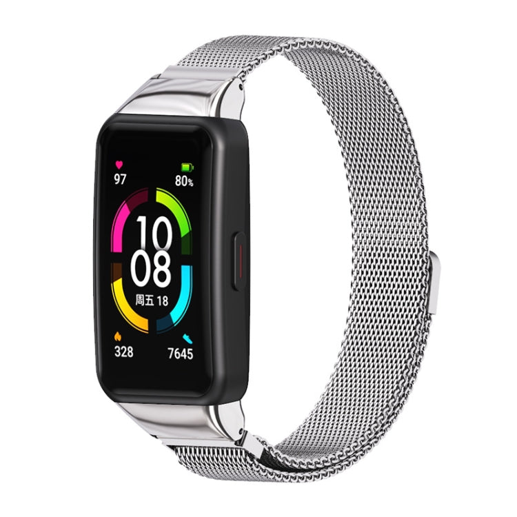 For Huawei Band 6 / Honor Band 6 / 7 MIJOBS Milan Stainless Steel Magnetic Watch Band(Silver) - Watch Bands by MIJOBS | Online Shopping UK | buy2fix