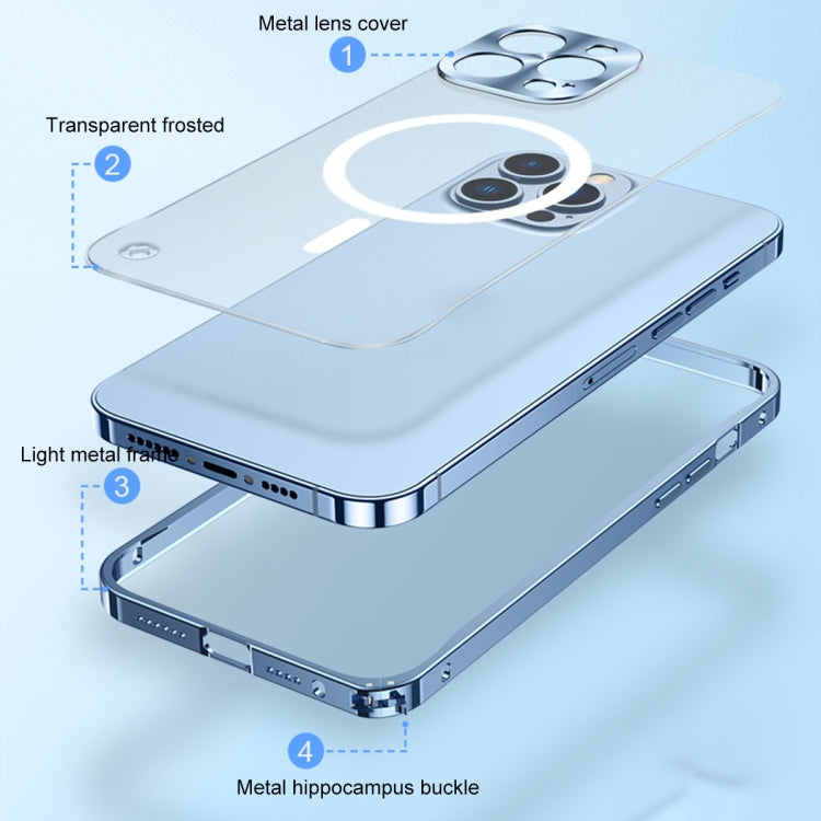 For iPhone 13 mini Metal Frame Frosted PC Shockproof Magsafe Case (Ocean Blue) - iPhone 13 mini Cases by buy2fix | Online Shopping UK | buy2fix