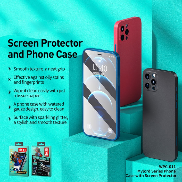 For iPhone 12 Pro Max WK WPC-011 Shockproof PC Phone Case with Tempered Glass Film(Black) - iPhone 12 Pro Max Cases by WK | Online Shopping UK | buy2fix