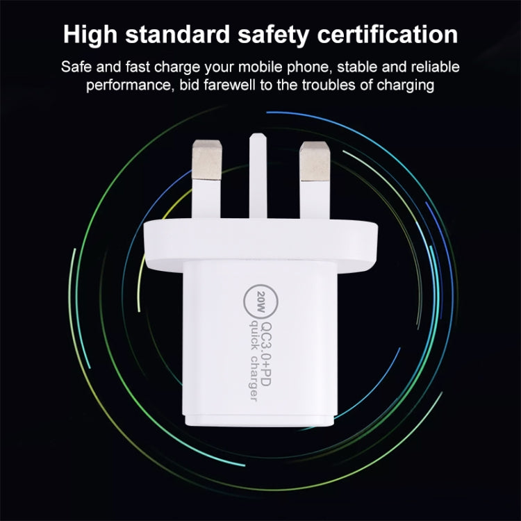 20WACB 20W QC3.0 + PD Quick Charger, Plug Specification:UK Plug(White) - Apple Accessories by buy2fix | Online Shopping UK | buy2fix