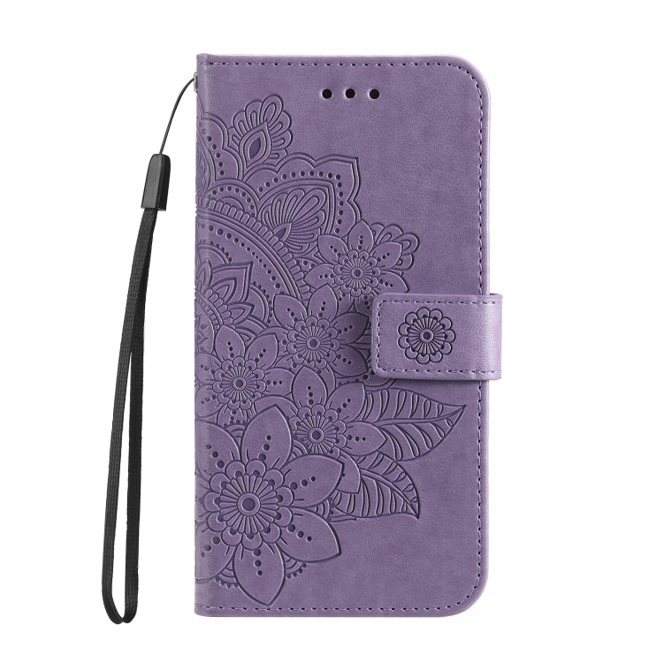 For Huawei nova 9 / Honor 50 7-petal Flowers Embossed Flip Leather Phone Case with Holder & Card Slots(Light Purple) - Mobile Accessories by buy2fix | Online Shopping UK | buy2fix