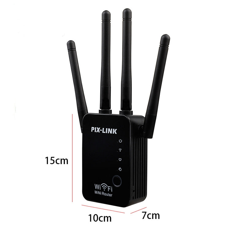 Wireless Smart WiFi Router Repeater with 4 WiFi Antennas, Plug Specification:EU Plug(Black) - Wireless Routers by buy2fix | Online Shopping UK | buy2fix