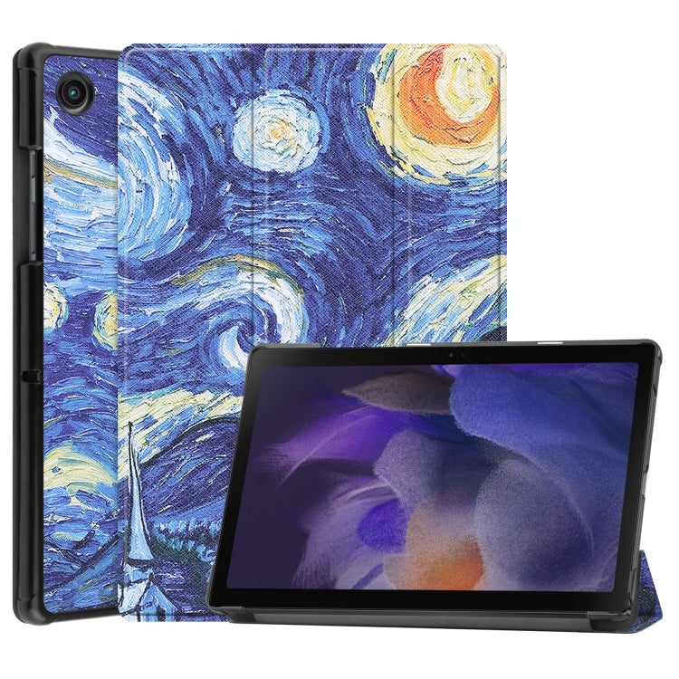 For Samsung Galaxy Tab A8 2021 Painted Leather Tablet Case with 3-Fold Holder(Starry Sky) - Samsung Accessories by buy2fix | Online Shopping UK | buy2fix