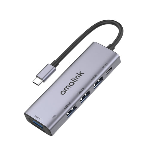 amalink 95119D Type-C / USB-C to 4 Ports USB + PD 3.0 Multi-function HUB Docking Station(Grey) - Computer & Networking by amalink | Online Shopping UK | buy2fix
