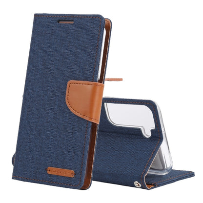 For Samsung Galaxy S22+ 5G GOOSPERY CANVAS DIARY Canvas Texture Leather Phone Case(Dark Blue) - Galaxy S22+ 5G Cases by GOOSPERY | Online Shopping UK | buy2fix