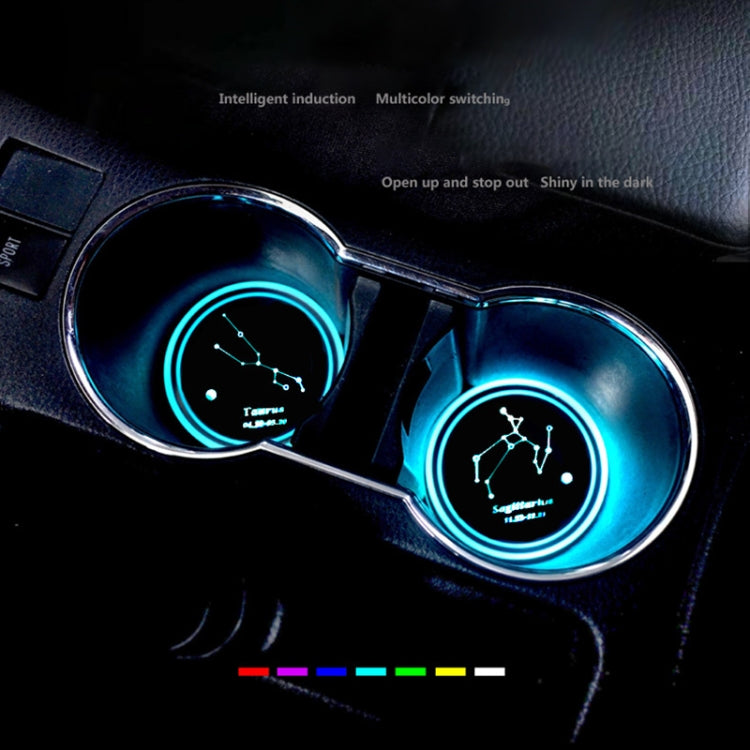 2 PCS Car Constellation Series AcrylicColorful USB Charger Water Cup Groove LED Atmosphere Light(Taurus) - In Car by buy2fix | Online Shopping UK | buy2fix