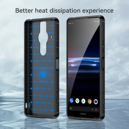 For Sony Xperia Pro-I Brushed Carbon Fiber Texture TPU Phone Case(Black) - Sony Cases by buy2fix | Online Shopping UK | buy2fix