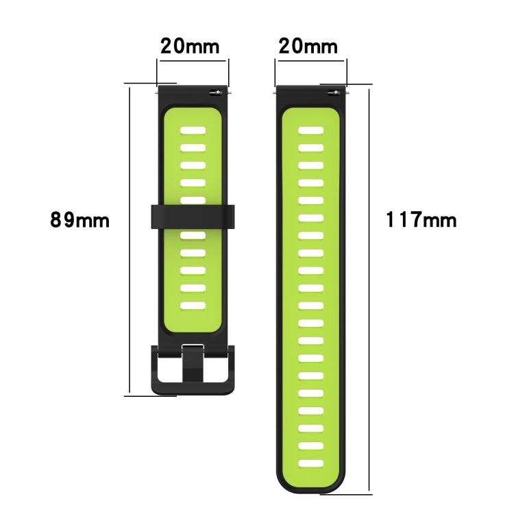 For Samsung Galaxy Watch4/Active2 20mm Two-color Stripe Silicone Watch Band(Olive Green Black) - Watch Bands by buy2fix | Online Shopping UK | buy2fix