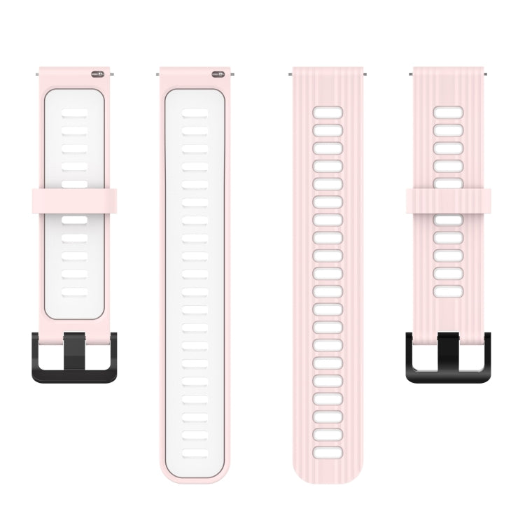 For Amazfit GTR 3/GTR 3 Pro/GTR 2 22mm Two-color Stripe Silicone Watch Band(Sand Pink White) - Watch Bands by buy2fix | Online Shopping UK | buy2fix