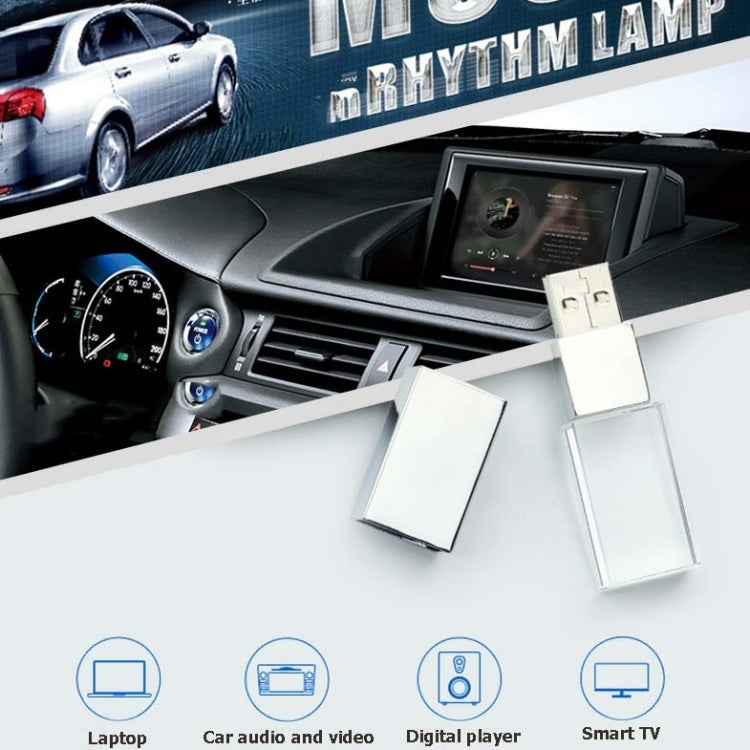 Crystal Flash Light Emitting USB 2.0 Flash Drive Car Music USB Flash Drive, Capacity:8GB(White) - USB Flash Drives by buy2fix | Online Shopping UK | buy2fix