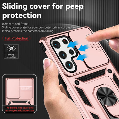 For Samsung Galaxy S22 Ultra 5G Sliding Camshield Holder Phone Case(Rose Gold) - Samsung Accessories by buy2fix | Online Shopping UK | buy2fix