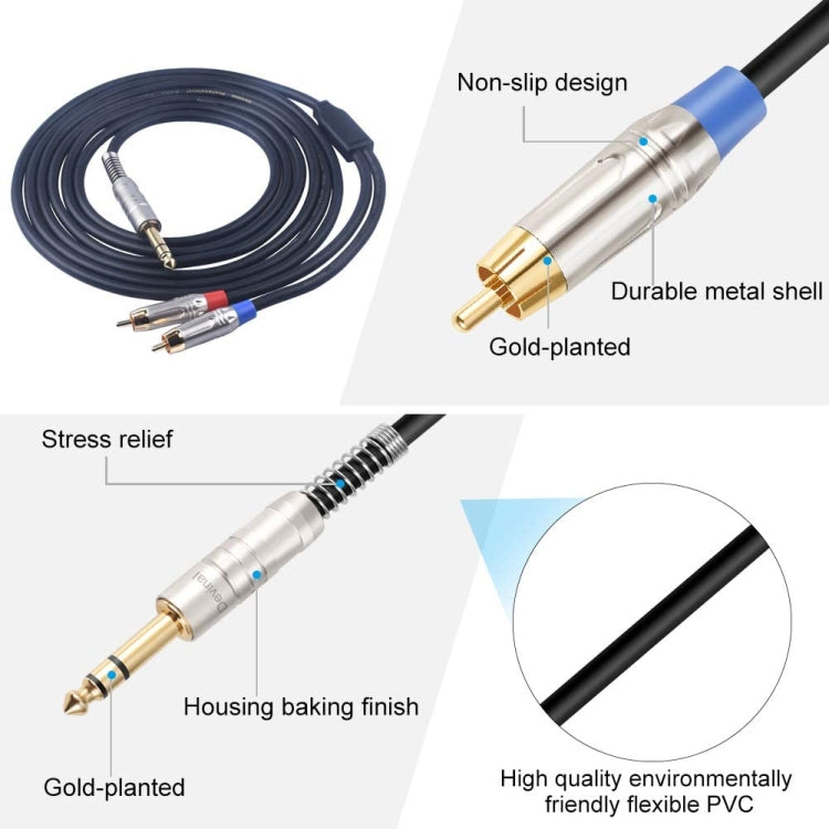 6.35mm Male to Dual RCA Male Audio Cable, Cable Length:3m - Aux Cable by buy2fix | Online Shopping UK | buy2fix