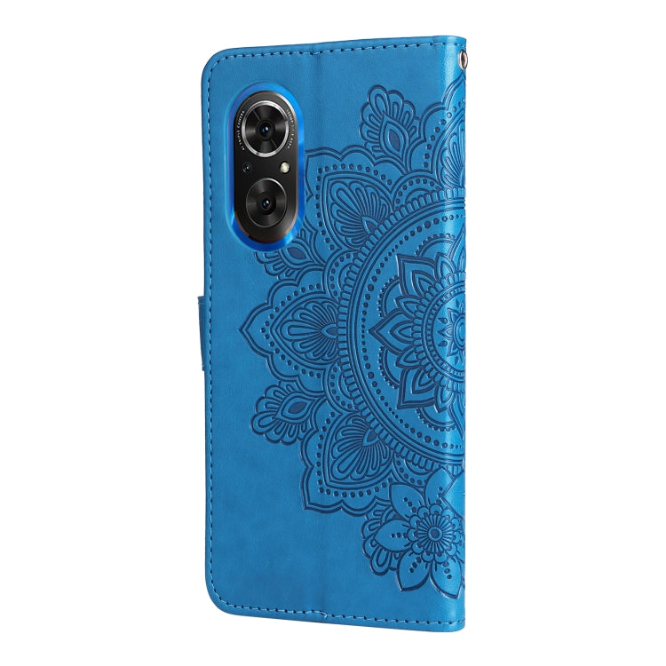 For Honor 50 SE / Huawei nova 9 SE 7-petal Flowers Embossed Flip Leather Phone Case(Blue) - Mobile Accessories by buy2fix | Online Shopping UK | buy2fix
