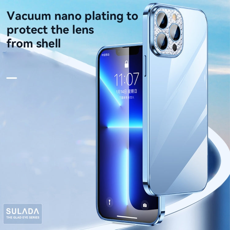 For iPhone 13 SULADA Diamond Lens Protector Plated Frosted Case(Sierra Blue) - iPhone 13 Cases by SULADA | Online Shopping UK | buy2fix