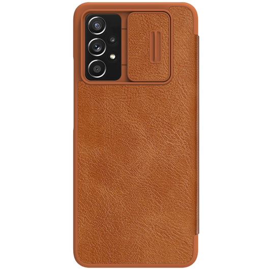 For Samsung Galaxy A73 5G NILLKIN QIN Series Pro Sliding Camera Cover Design Leather Phone Case(Brown) - Galaxy Phone Cases by NILLKIN | Online Shopping UK | buy2fix