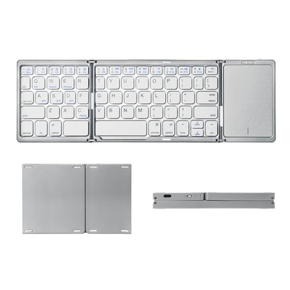 B089T Foldable Bluetooth Keyboard Rechargeable with Touchpad(Silver) - Wireless Keyboard by buy2fix | Online Shopping UK | buy2fix