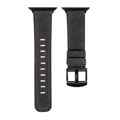 Retro Leather Watch Band For Apple Watch Series 8&7 41mm / SE 2&6&SE&5&4 40mm / 3&2&1 38mm(Black) - Smart Wear by buy2fix | Online Shopping UK | buy2fix