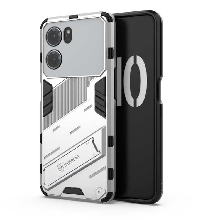 For OPPO K10 5G China Punk Armor 2 in 1 PC + TPU Shockproof Phone Case with Invisible Holder(White) - OPPO Cases by buy2fix | Online Shopping UK | buy2fix
