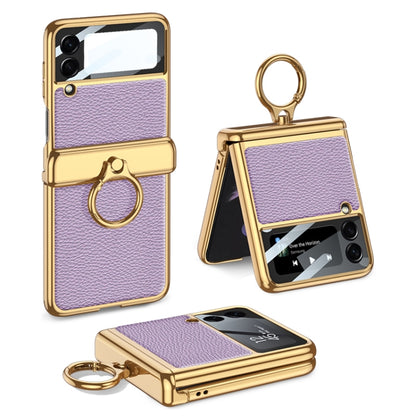 For Samsung Galaxy Z Flip3 5G GKK Integrated Plating + Leather Flip Phone Case(Dream Purple) - Galaxy Phone Cases by GKK | Online Shopping UK | buy2fix