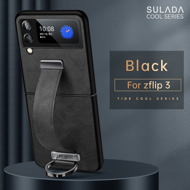 For Samsung Galaxy Z Flip3 SULADA Cool Series PC + Leather Texture Skin Feel Shockproof Phone Case(Black) - Galaxy Phone Cases by SULADA | Online Shopping UK | buy2fix