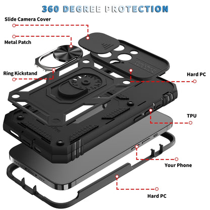 For iPhone 14 Pro Max Sliding Camera Cover Design TPU + PC Protective Phone Case (Black+Black) - Apple Accessories by buy2fix | Online Shopping UK | buy2fix