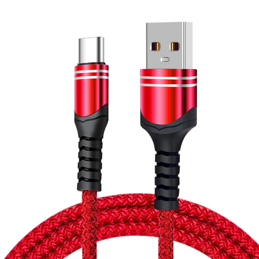 USB-C / Type-C 6A Woven Style USB Charging Cable, Cable Length: 1m(Red) -  by buy2fix | Online Shopping UK | buy2fix