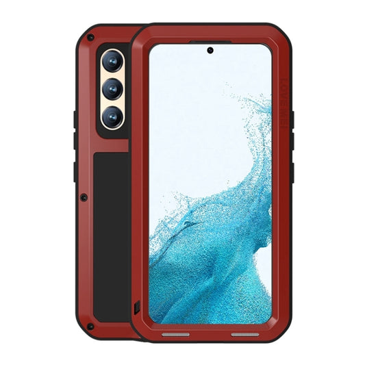 For Samsung Galaxy S22  LOVE MEI Metal Shockproof Waterproof Dustproof Protective Phone Case with Glass(Red) - Galaxy S22 5G Cases by LOVE MEI | Online Shopping UK | buy2fix