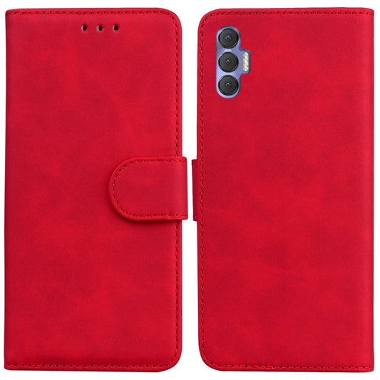 For Tecno Spark 8 Pro Skin Feel Pure Color Flip Leather Phone Case(Red) - Tecno Cases by buy2fix | Online Shopping UK | buy2fix