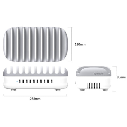 ORICO DUK-10P-DX 120W 5V 2.4A 10 Ports USB Charging Station, EU Plug(White) - Multifunction Charger by ORICO | Online Shopping UK | buy2fix