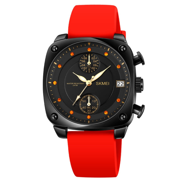 SKMEI 1903 Stainless Steel Buckle Silicone Strap Waterproof Quartz Watch(Red) - Silicone Strap Watches by SKMEI | Online Shopping UK | buy2fix