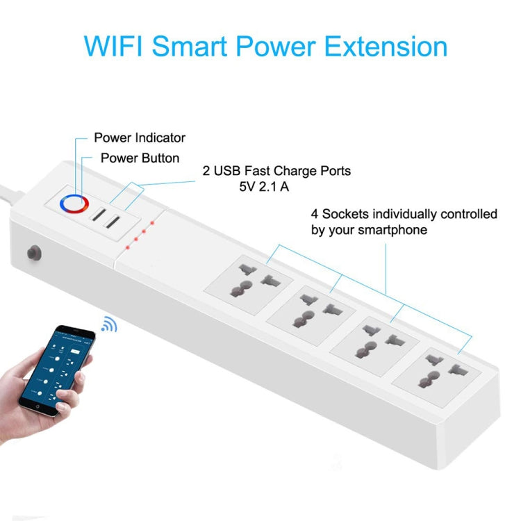 WiFi 10A SM-SO306-M 4 Holes + 2 USB Multi-purpose Smart Power Strip(EU Plug) - Consumer Electronics by buy2fix | Online Shopping UK | buy2fix