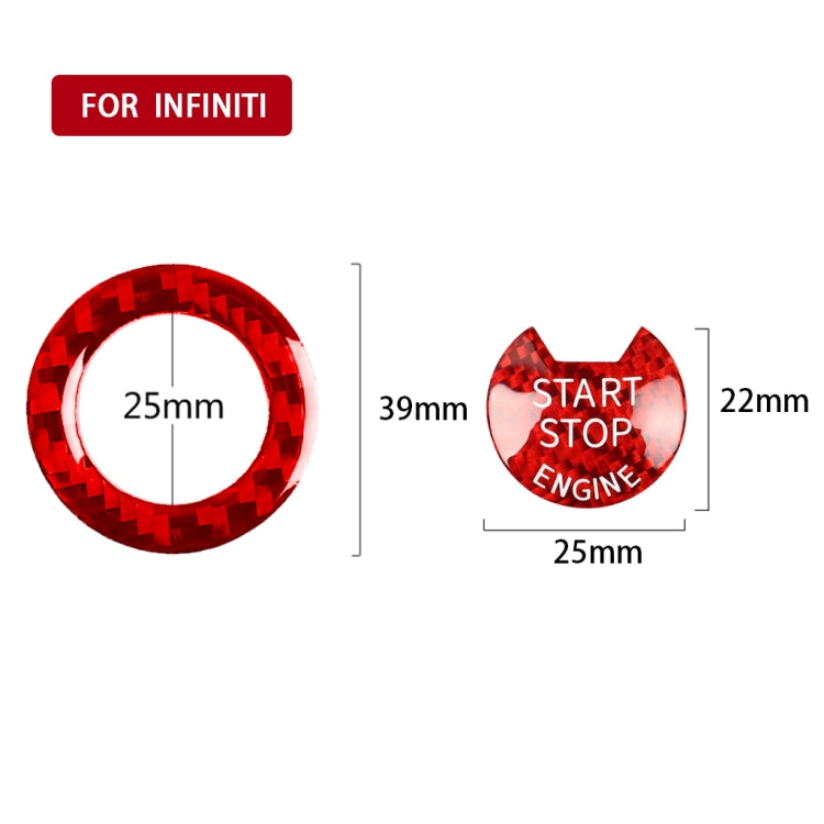 Car Carbon Fiber One-button Start Decorative Sticker for Infiniti Q50 2014-2020 / Q60 / QX60(Red) - In Car by buy2fix | Online Shopping UK | buy2fix