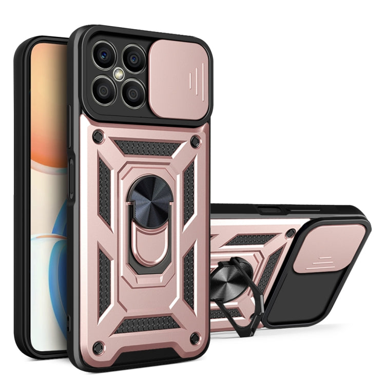 For Honor X8 Sliding Camera Design TPU + PC Phone Case(Rose Gold) - Honor Cases by buy2fix | Online Shopping UK | buy2fix