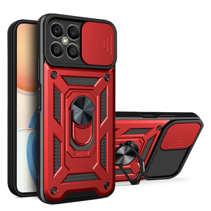 For Honor X8 Sliding Camera Design TPU + PC Phone Case(Red) - Honor Cases by buy2fix | Online Shopping UK | buy2fix