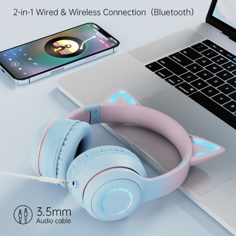 BT029C RGB Dual Modes Cat Ear Wireless Bluetooth Headphone(Purple) - Apple Accessories by buy2fix | Online Shopping UK | buy2fix