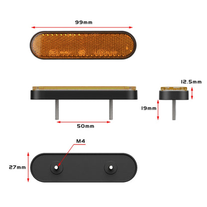 2 PCS 24LED Reflector Brake Light Turn Signal Light(White Shell Yellow Light) - In Car by buy2fix | Online Shopping UK | buy2fix