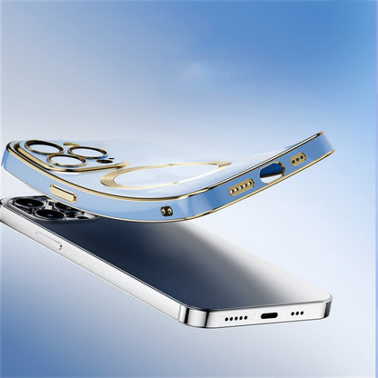 For iPhone 14 Pro Max 6D Gold Plated Magsafe Magnetic Phone Case (White) - iPhone 14 Pro Max Cases by buy2fix | Online Shopping UK | buy2fix