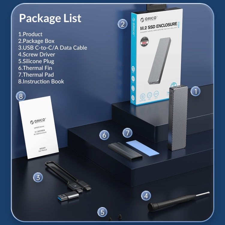 ORICO FV15C3-G2-GY 10Gbps USB3.2 Gen2 Type-C M.2 NVMe/NGFF(SATA) Dual Protocol SSD Enclosure(Grey) - HDD Enclosure by ORICO | Online Shopping UK | buy2fix